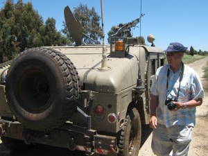 An Israeli jeep near the Syrian border